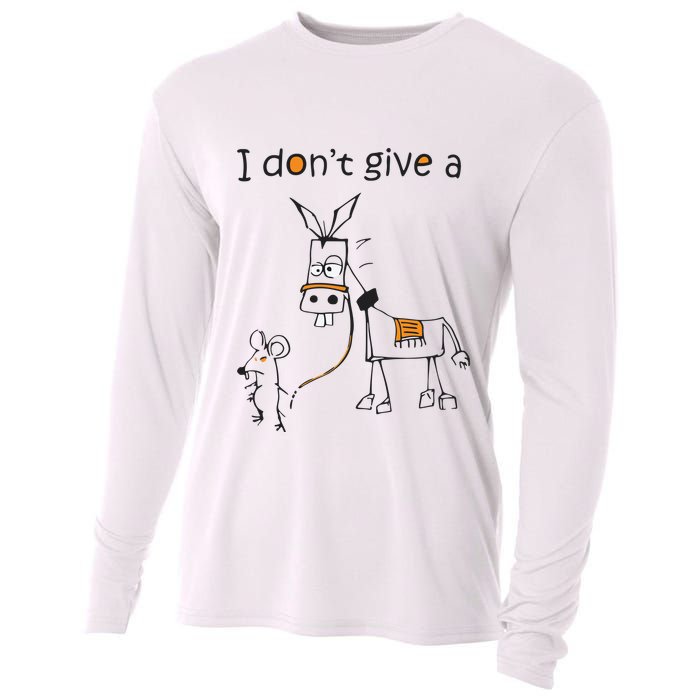 I Dont Give A Rat Ass Donkey And Mouse Walking Funny VNeck Cooling Performance Long Sleeve Crew