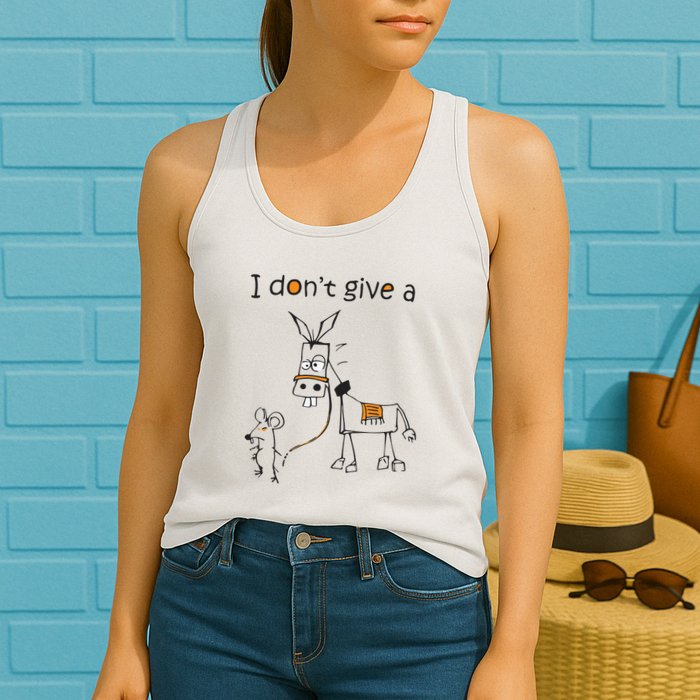 I Dont Give A Rat Ass Donkey And Mouse Walking Funny VNeck Womens Tank Top