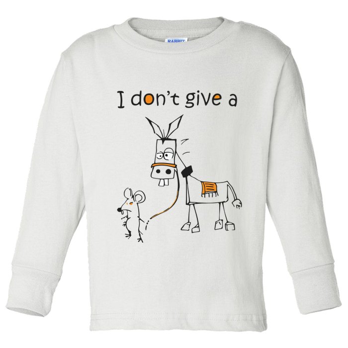 I Dont Give A Rat Ass Donkey And Mouse Walking Funny VNeck Toddler Long Sleeve Shirt