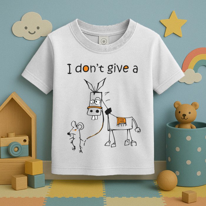 I Dont Give A Rat Ass Donkey And Mouse Walking Funny VNeck Toddler T-Shirt
