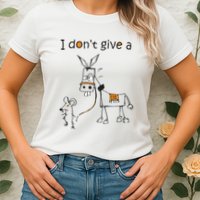 I Dont Give A Rat Ass Donkey And Mouse Walking Funny VNeck Womens T-Shirt