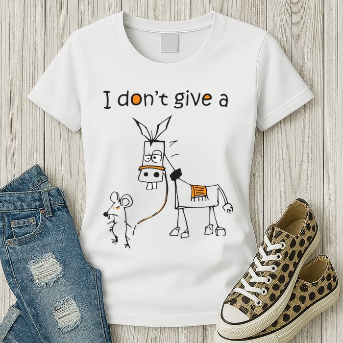 I Dont Give A Rat Ass Donkey And Mouse Walking Funny VNeck Womens T-Shirt