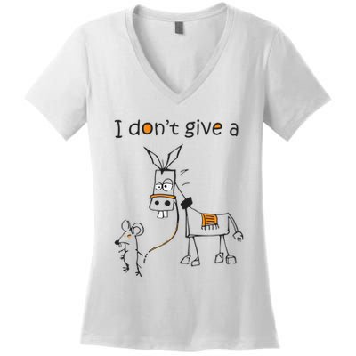 I Dont Give A Rat Ass Donkey And Mouse Walking Funny VNeck Women's V-Neck T-Shirt