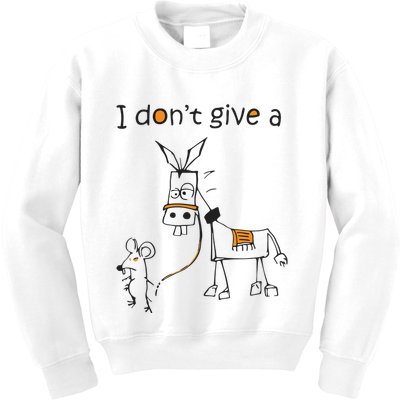 I Dont Give A Rat Ass Donkey And Mouse Walking Funny VNeck Kids Sweatshirt