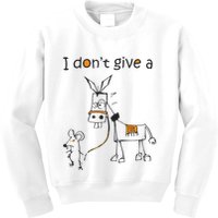 I Dont Give A Rat Ass Donkey And Mouse Walking Funny VNeck Kids Sweatshirt