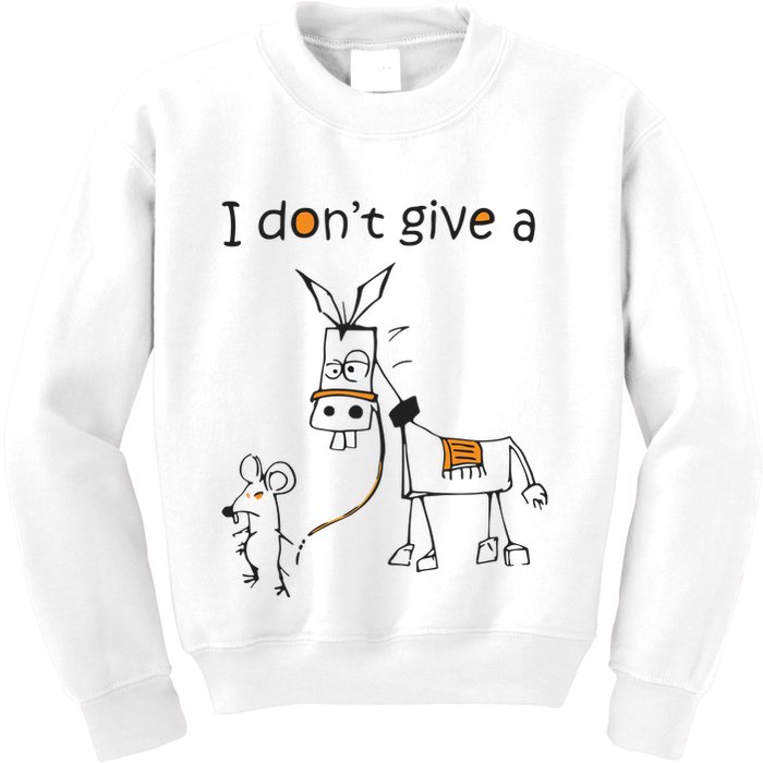 I Dont Give A Rat Ass Donkey And Mouse Walking Funny VNeck Kids Sweatshirt