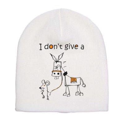 I Dont Give A Rat Ass Donkey And Mouse Walking Funny VNeck Short Acrylic Beanie