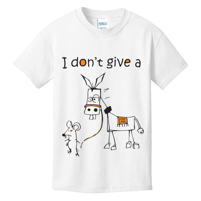 I Dont Give A Rat Ass Donkey And Mouse Walking Funny VNeck Kids T-Shirt