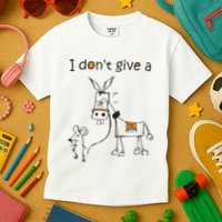 I Dont Give A Rat Ass Donkey And Mouse Walking Funny VNeck Kids T-Shirt