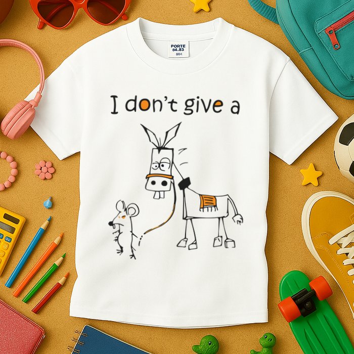 I Dont Give A Rat Ass Donkey And Mouse Walking Funny VNeck Kids T-Shirt
