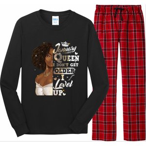 I Dont Get Older I Level Up African American January Gift Long Sleeve Pajama Set