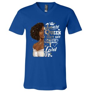 I Dont Get Older I Level Up African American January Gift V-Neck T-Shirt