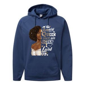 I Dont Get Older I Level Up African American January Gift Performance Fleece Hoodie