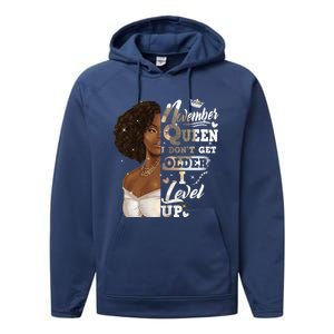 I Dont Get Older I Level Up African American November Gift Performance Fleece Hoodie