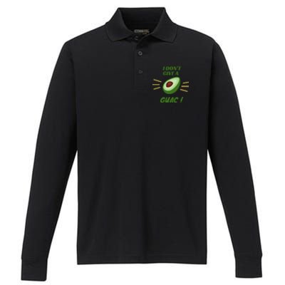 I Dont Give A Guac Avocado Guacamole Gift Performance Long Sleeve Polo