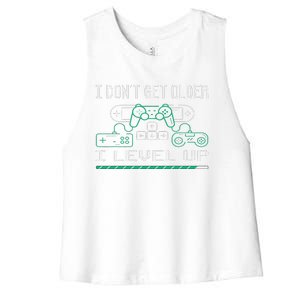 I Don´t Get Older I Level Up Gamer Gaming Game Women's Racerback Cropped Tank