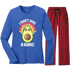 I Dont Give A Guac Cute Love Avocado Guacamole Funny Vegan Gift Women's Long Sleeve Flannel Pajama Set 