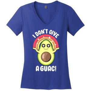 I Dont Give A Guac Cute Love Avocado Guacamole Funny Vegan Gift Women's V-Neck T-Shirt