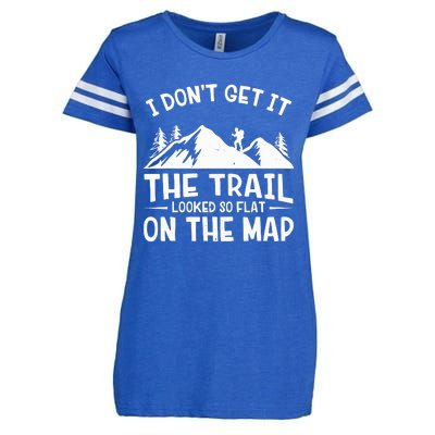 I Dont Get It The Trail Looked So Flat On The Map Gift Mountain Hiking Funny Enza Ladies Jersey Football T-Shirt