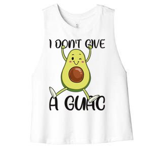 I Dont Give A Guac Funny Avocado Quote Vegan Guacamole Meaningful Gift Women's Racerback Cropped Tank