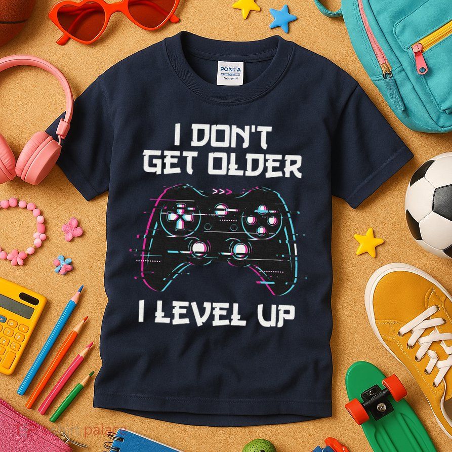 I Don't Get Older I Level Up Gamer Birthday Kids T-Shirt