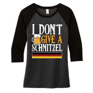 I Dont Give A Schnitzel German Beer Wurst Funny Oktoberfest Women's Tri-Blend 3/4-Sleeve Raglan Shirt