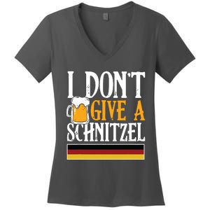 I Dont Give A Schnitzel German Beer Wurst Funny Oktoberfest Women's V-Neck T-Shirt