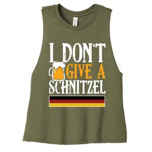 I Dont Give A Schnitzel German Beer Wurst Funny Oktoberfest Women's Racerback Cropped Tank