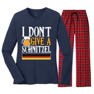 I Dont Give A Schnitzel German Beer Wurst Funny Oktoberfest Women's Long Sleeve Flannel Pajama Set 