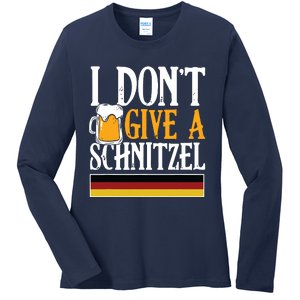 I Dont Give A Schnitzel German Beer Wurst Funny Oktoberfest Ladies Long Sleeve Shirt