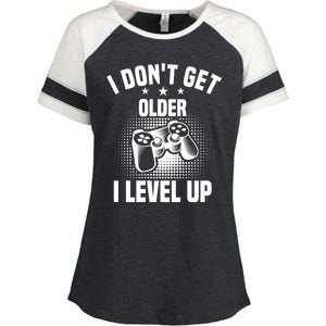 I Dont Get Older I Level Up Gift For Gamer Enza Ladies Jersey Colorblock Tee