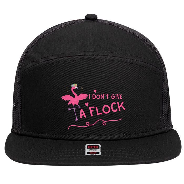 I Don't Give A Flock Funny Flamingo 7 Panel Mesh Trucker Snapback Hat