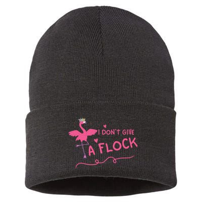 I Don't Give A Flock Funny Flamingo Sustainable Knit Beanie