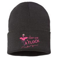 I Don't Give A Flock Funny Flamingo Sustainable Knit Beanie