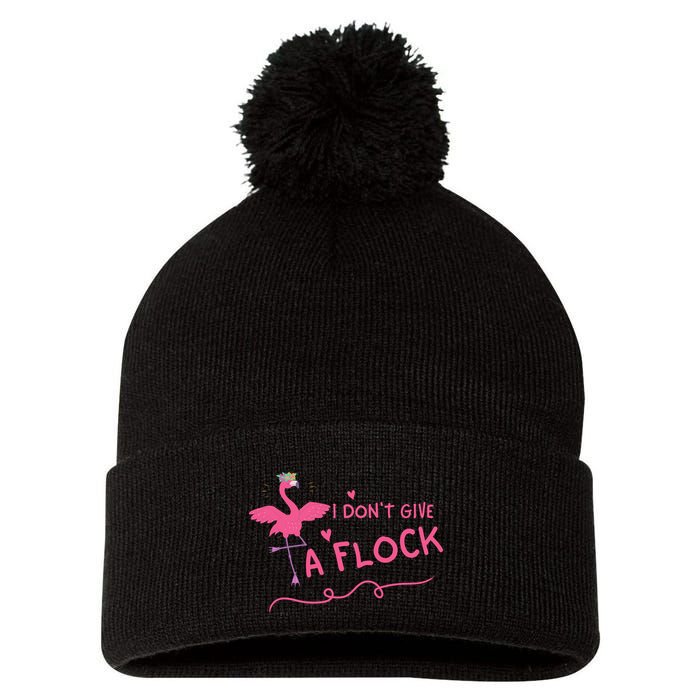 I Don't Give A Flock Funny Flamingo Pom Pom 12in Knit Beanie