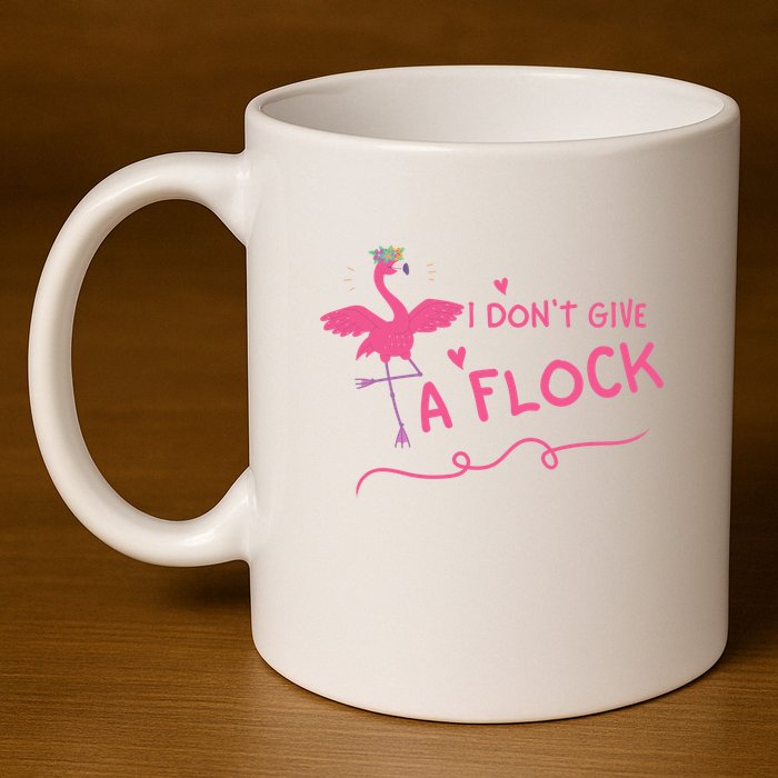 I Don't Give A Flock Funny Flamingo 11oz C Handle Ceramic Mug