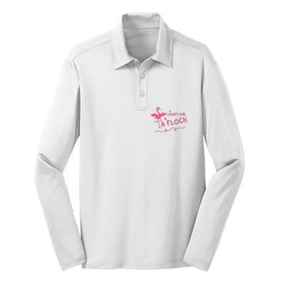 I Don't Give A Flock Funny Flamingo Silk Touch Performance Long Sleeve Polo