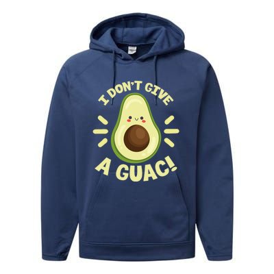 I Dont Give A Guac Funny Avocado Guacamole Vegan Kawaii Gift Performance Fleece Hoodie