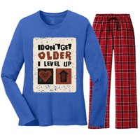 I Dont Get Older I Level Up Gamer Birthday Cool Gift Women's Long Sleeve Flannel Pajama Set 