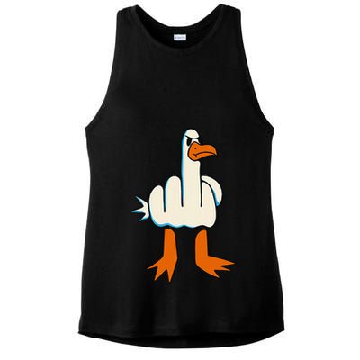 I DonT Give A Duck Middle Finger Funny Offensive Rude Ladies PosiCharge Tri-Blend Wicking Tank