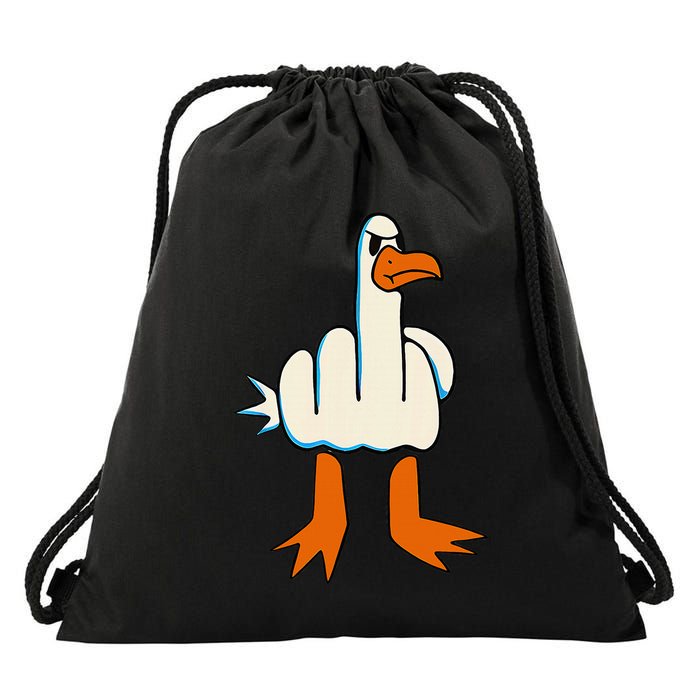 I DonT Give A Duck Middle Finger Funny Offensive Rude Drawstring Bag