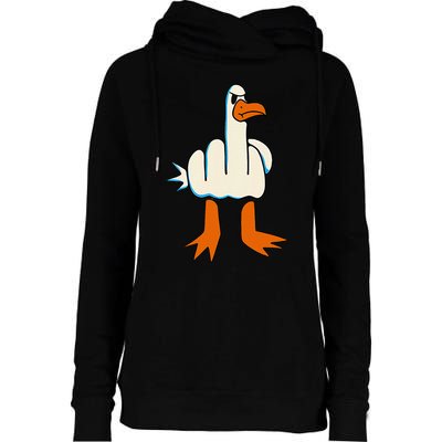 I DonT Give A Duck Middle Finger Funny Offensive Rude Womens Funnel Neck Pullover Hood