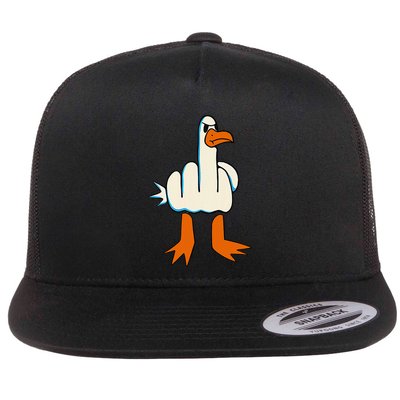 I DonT Give A Duck Middle Finger Funny Offensive Rude Flat Bill Trucker Hat