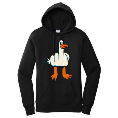 I DonT Give A Duck Middle Finger Funny Offensive Rude Women's Pullover Hoodie