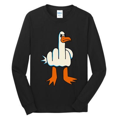 I DonT Give A Duck Middle Finger Funny Offensive Rude Tall Long Sleeve T-Shirt