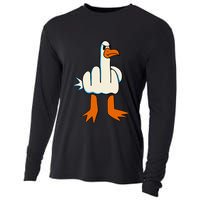 I DonT Give A Duck Middle Finger Funny Offensive Rude Cooling Performance Long Sleeve Crew
