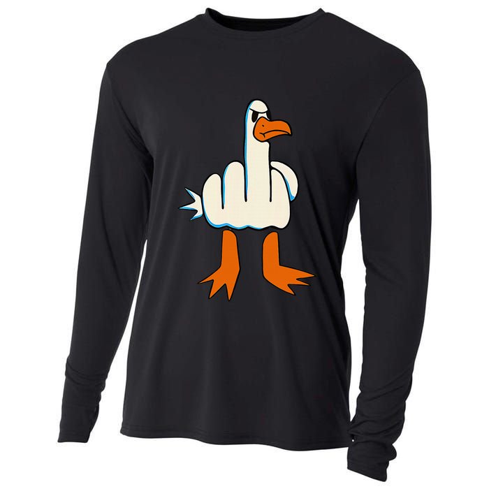 I DonT Give A Duck Middle Finger Funny Offensive Rude Cooling Performance Long Sleeve Crew