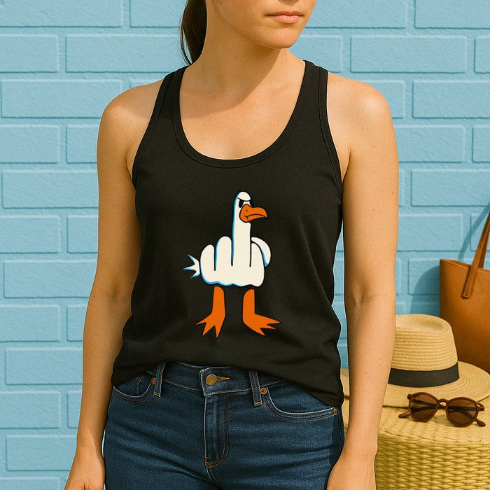 I DonT Give A Duck Middle Finger Funny Offensive Rude Womens Tank Top