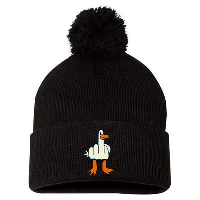 I DonT Give A Duck Middle Finger Funny Offensive Rude Pom Pom 12in Knit Beanie