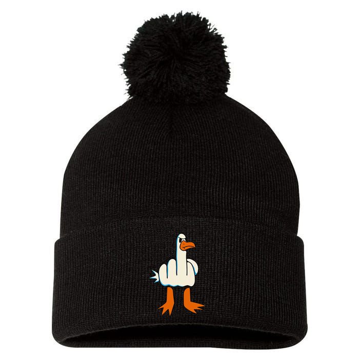 I DonT Give A Duck Middle Finger Funny Offensive Rude Pom Pom 12in Knit Beanie
